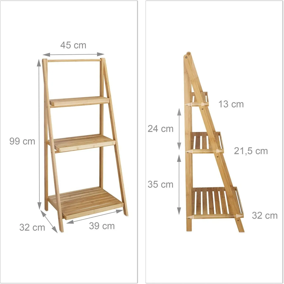 Flower Stand 3 Shelves Bamboo Foldable Ladder - Image 3