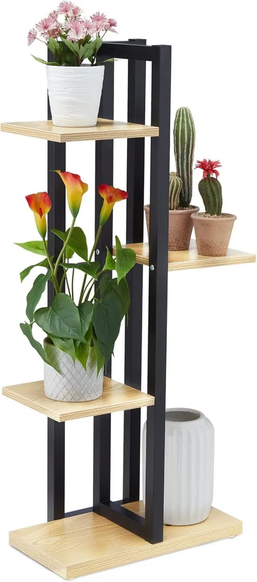 Metal Flower Stand 4-Tier Indoor Pot Shelf Ladder - Image 1