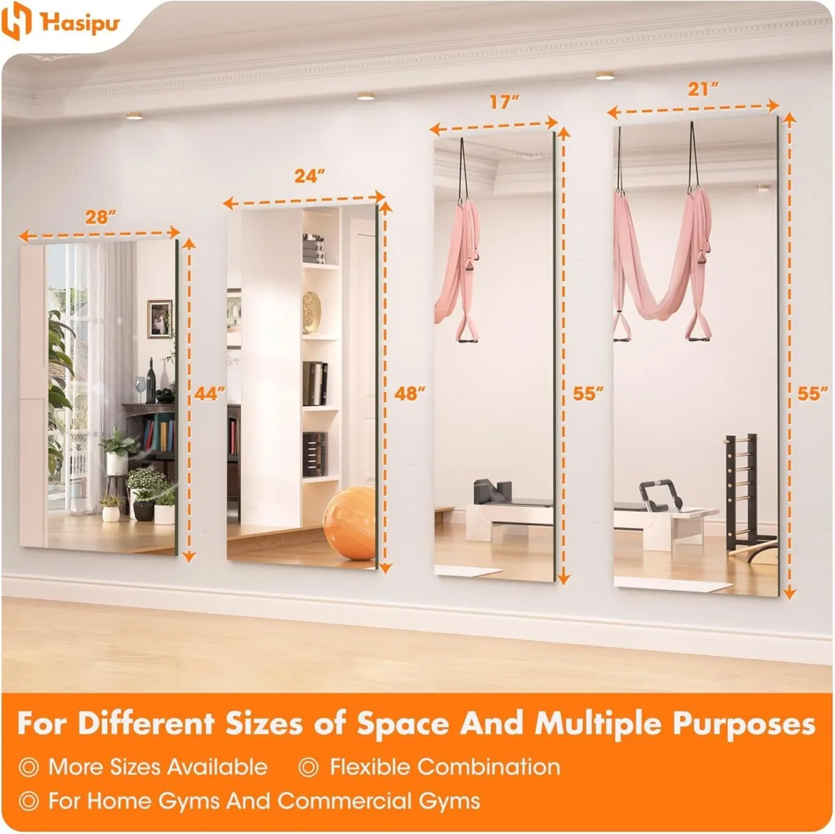 Home Gym Mirrors 140x42cm -2 PCS Large Full Body - Image 2