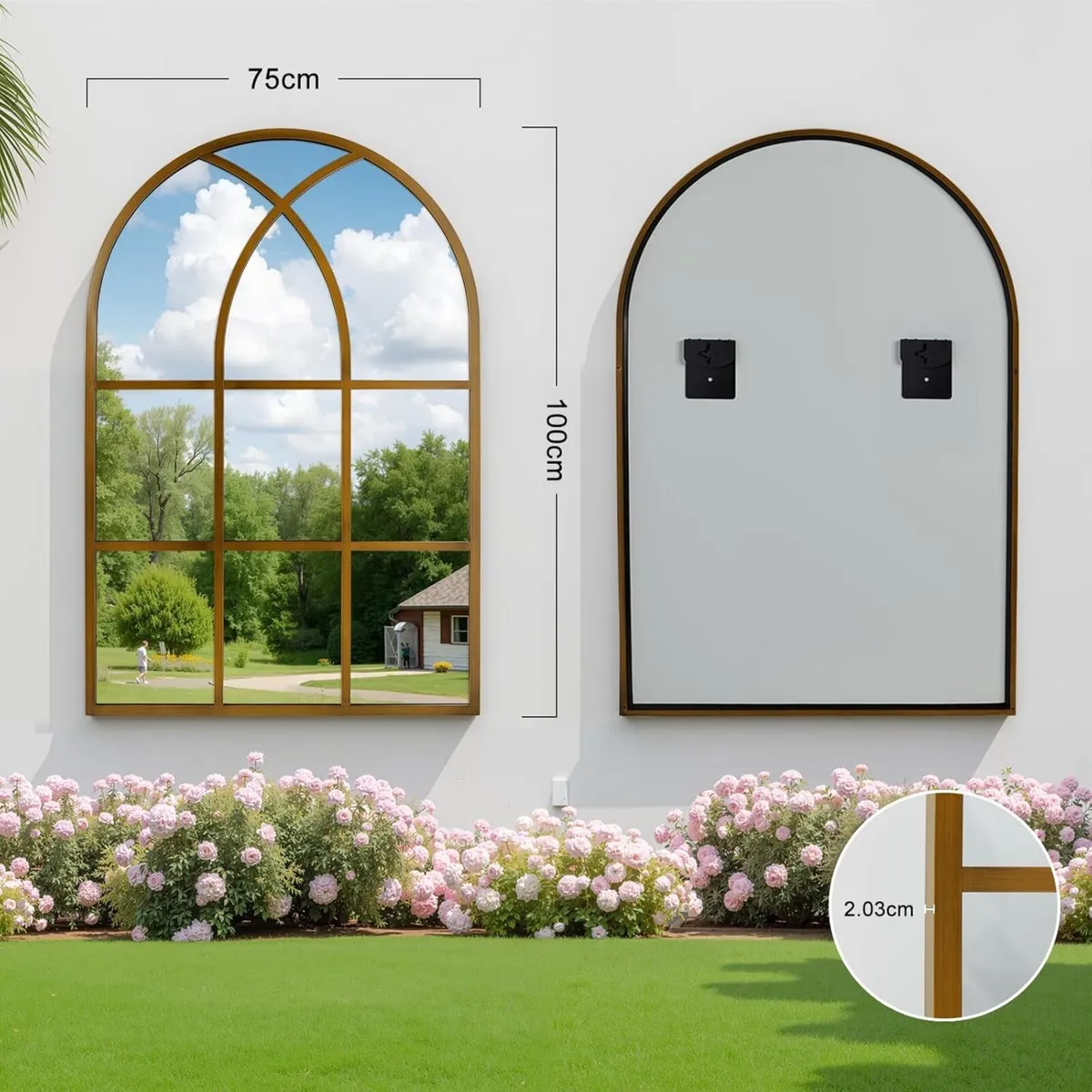 Arched Window Mirror 75x100 cm Wall Mirrors for - Image 2