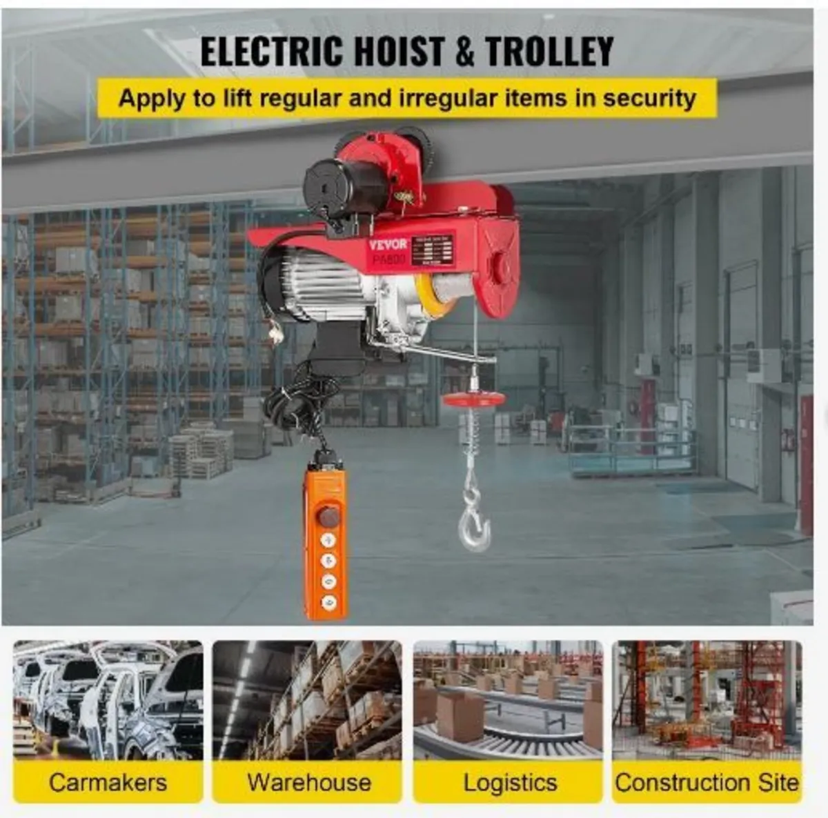 800Kg/1700Lbs Electric Trolley Hoist 1300W - Image 2