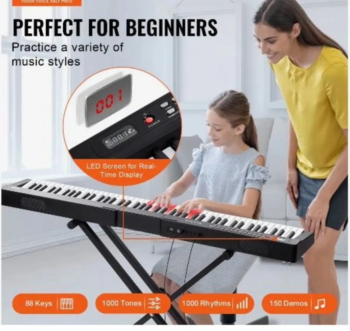 88 Key Digital Piano Keyboard, Semi Weighted - Image 2