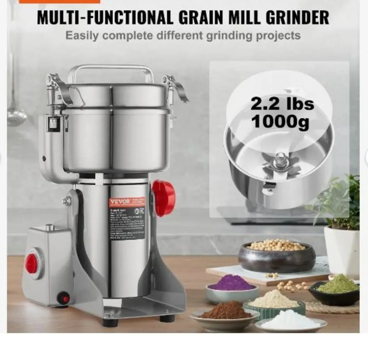 1000g Electric Grain Mill Grinder - Image 3