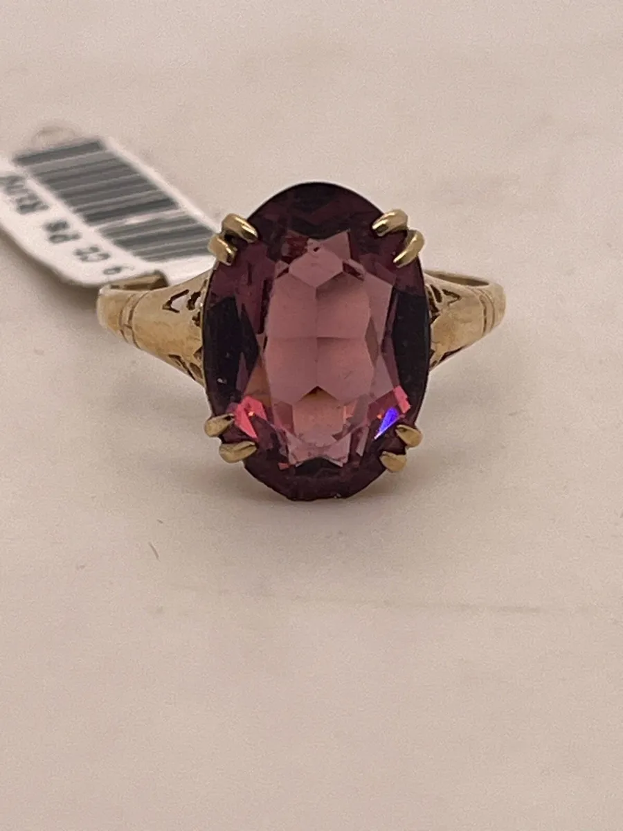 9k gold purple stone ring. - Image 1