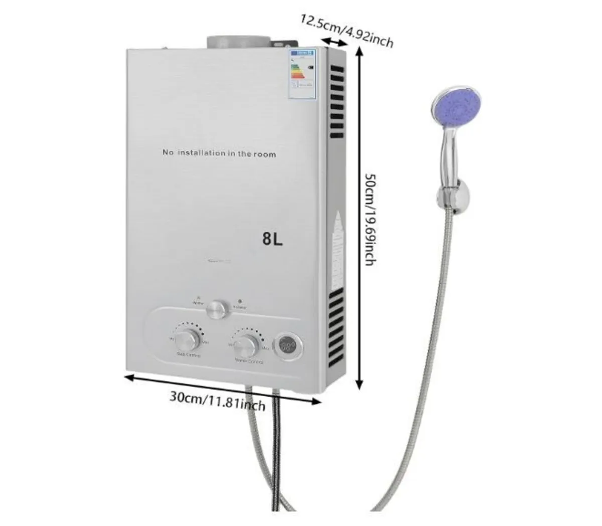 Gas Instantaneous Water Heater 8 L, 18 KW LPG - Image 2