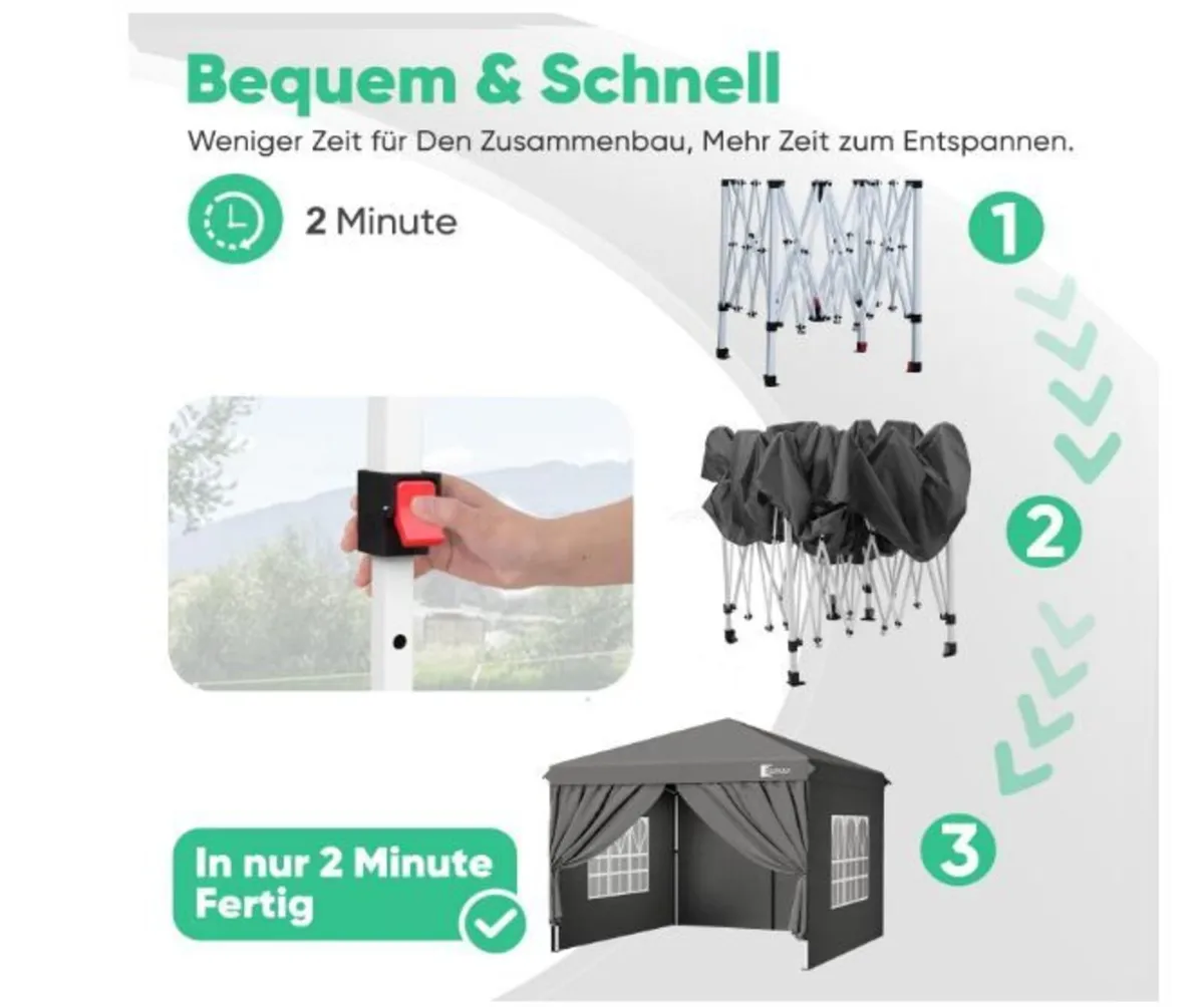 Gazebo 3 x 3 Waterproof Stable Winterproof - Image 3