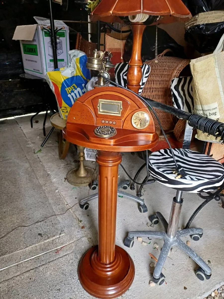 Large Wooden Pedestal Telephone/Lamp Stand - Image 2
