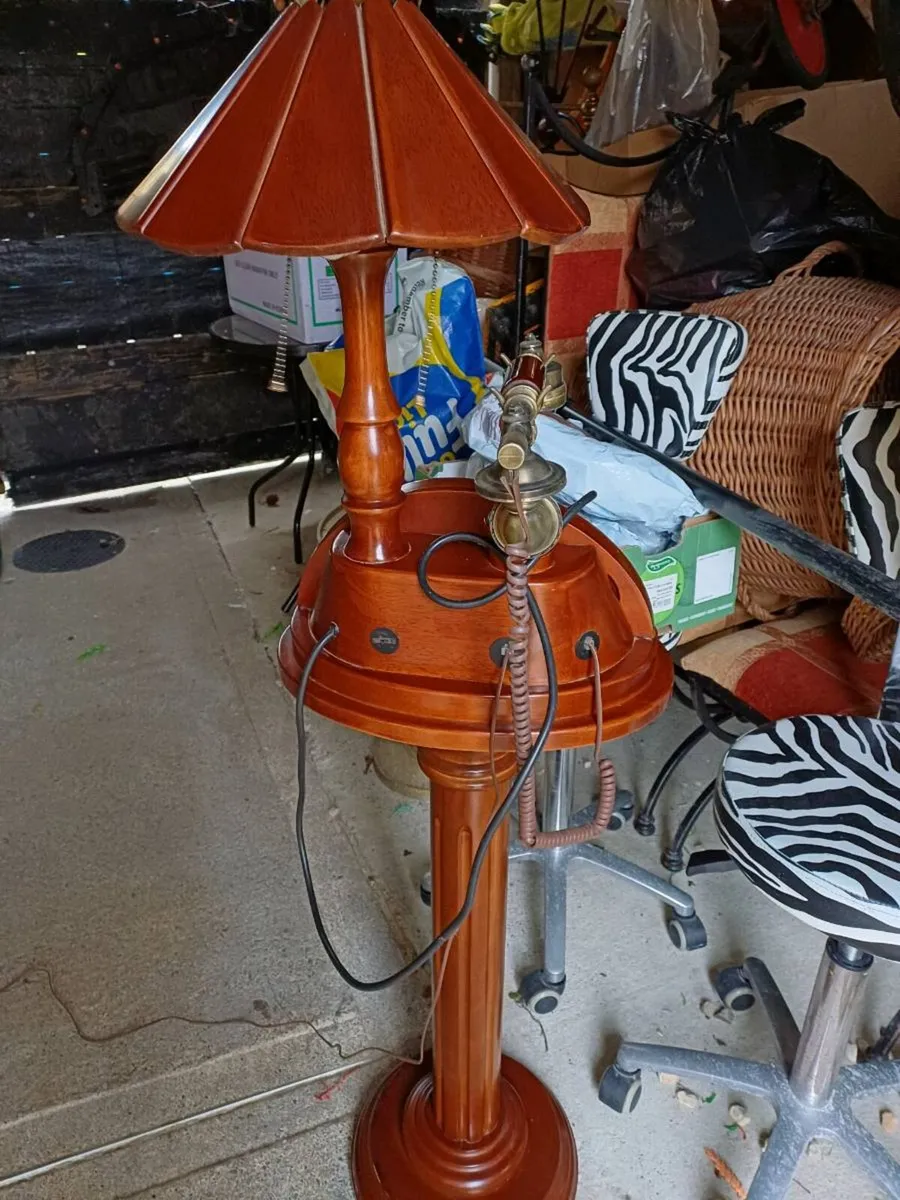 Large Wooden Pedestal Telephone/Lamp Stand - Image 4