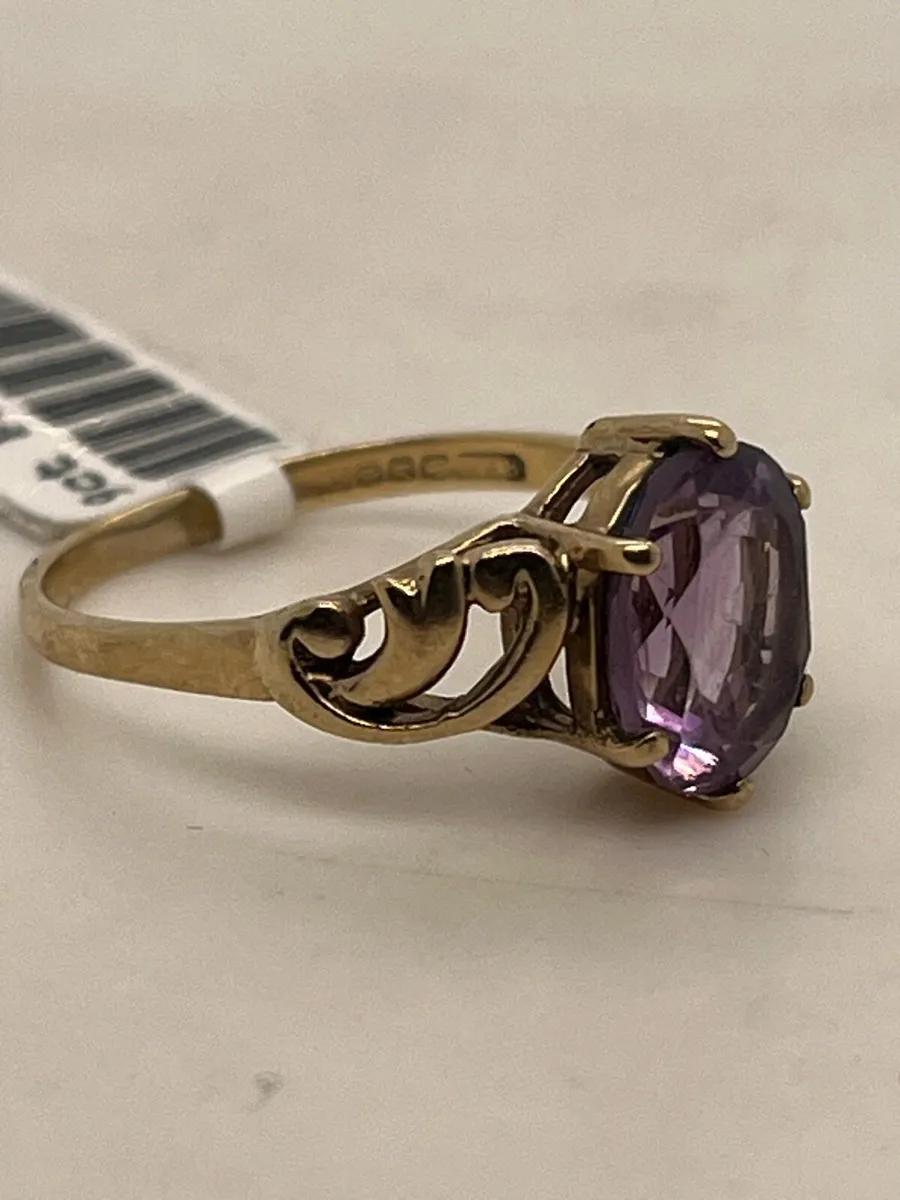 9k gold purple stone ring. - Image 4