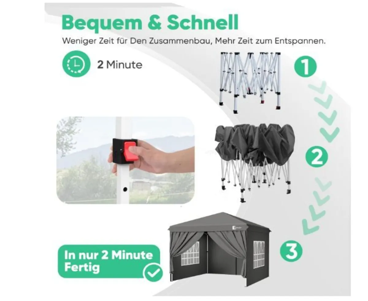 Gazebo 3 x 3 Waterproof Stable Winterproof - Image 3