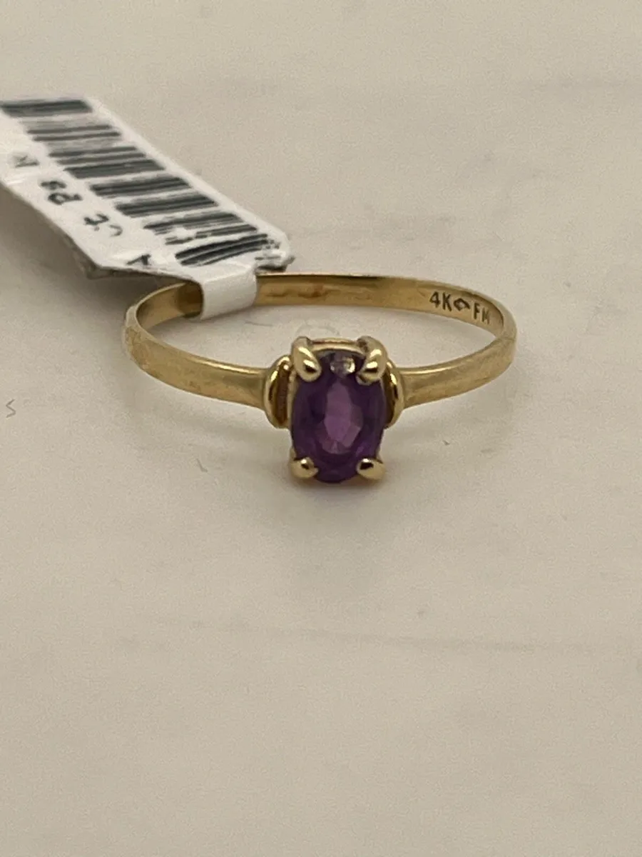 14k gold purple stone ring. - Image 1
