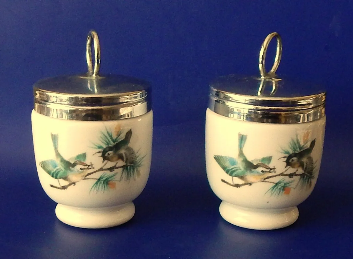 2 Vintage Royal Worcester Porcelain Egg Coddlers - Image 1
