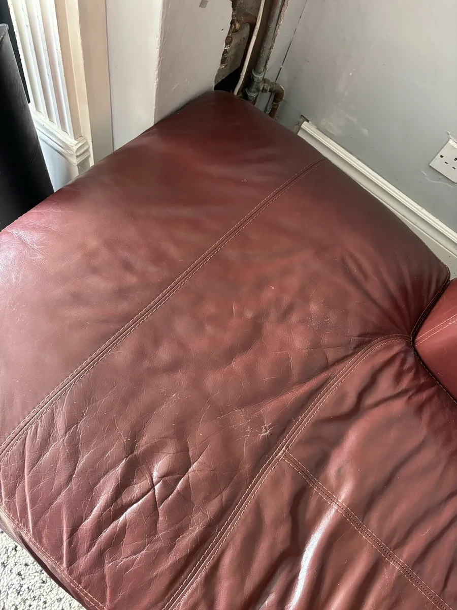 Brown Leather L Seat Couch - Image 4