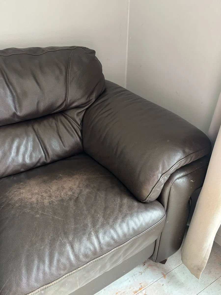 Brown Leather 2 Seater Couch - Image 3