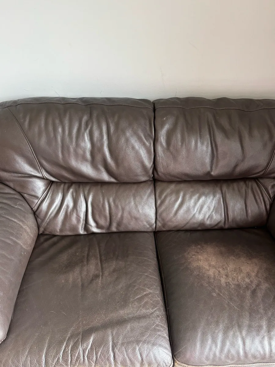 Brown Leather 2 Seater Couch - Image 4