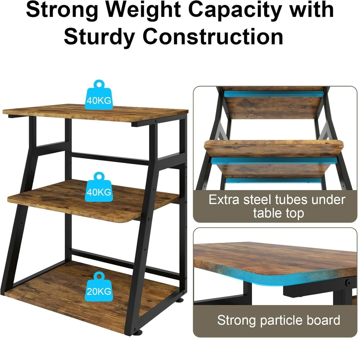 60x50x75cm Printer Stand 3 Tier Table with - Image 3