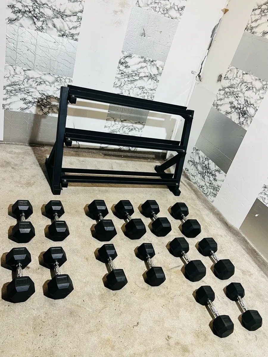 3TIER LARGE RACK WITH HEX DUMBBELLS 7.5Kg- 25 Kg - Image 3