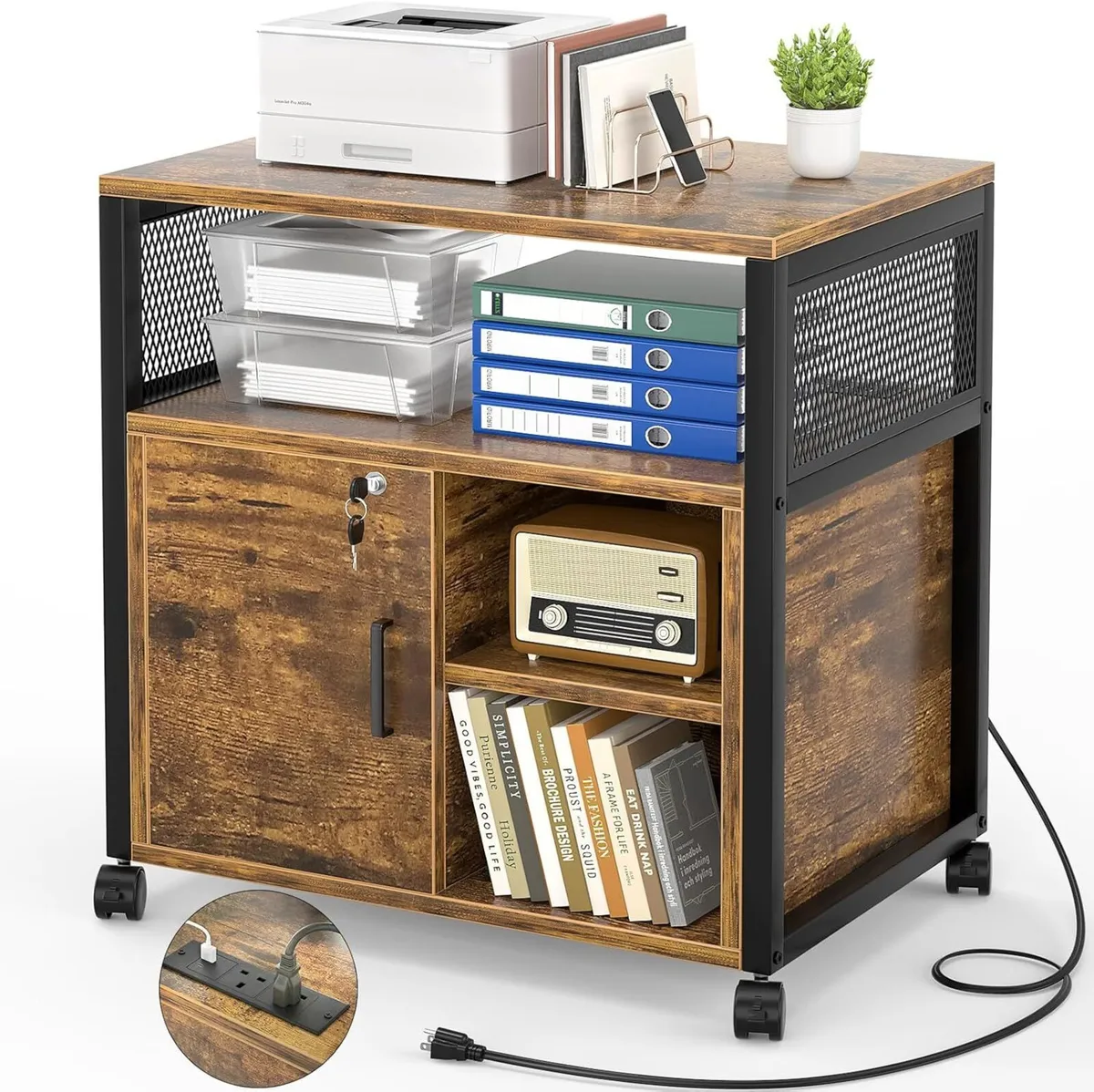 Rolling File Cabinet Lateral Filing on Wheels - Image 1