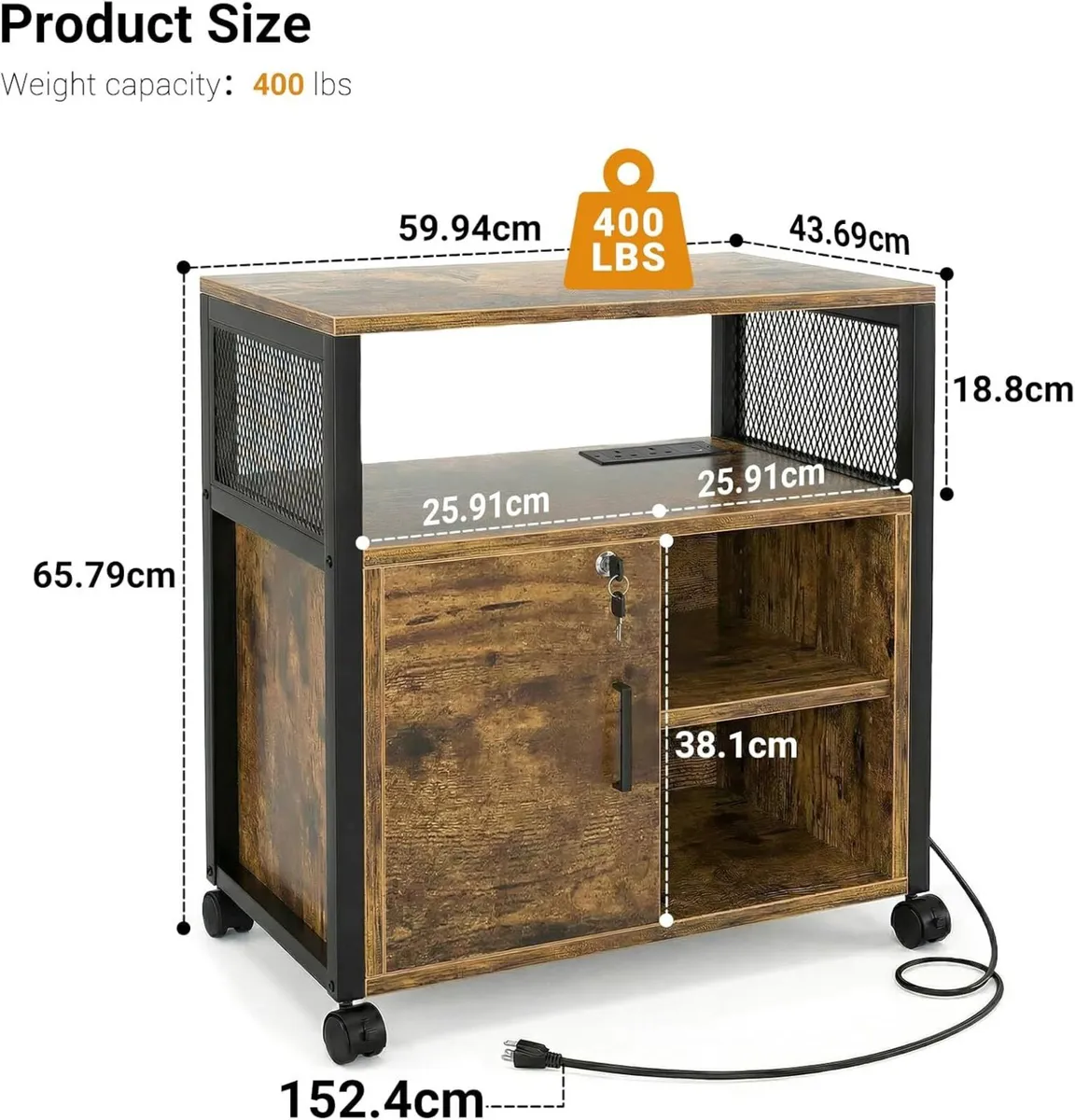 Rolling File Cabinet Lateral Filing on Wheels - Image 3