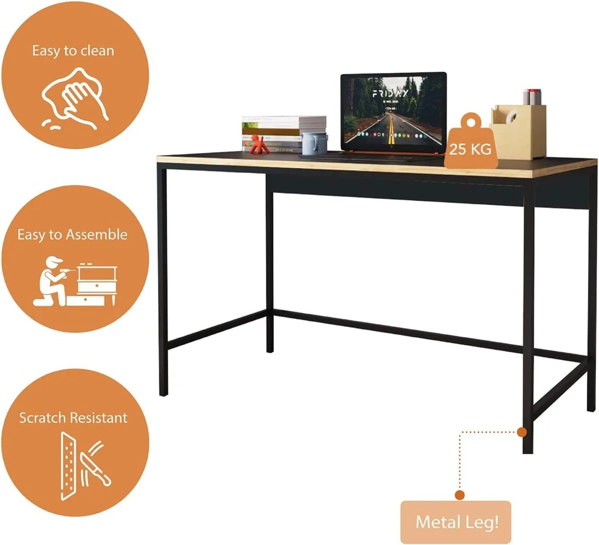 120cm Wide Home Office Desk Stylish Wooden Study - Image 4