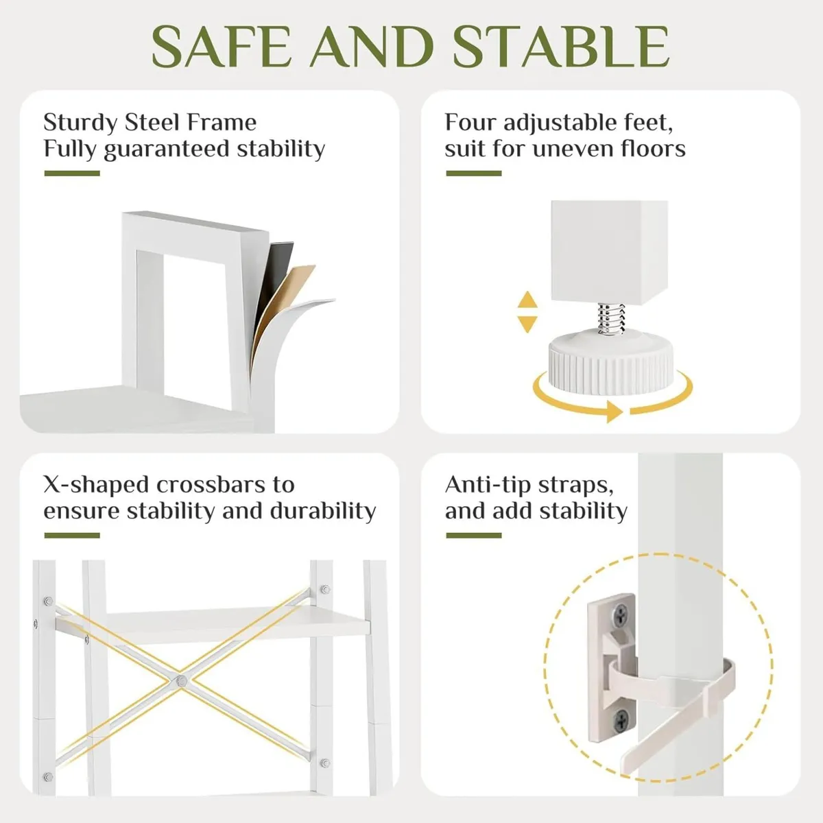 5 Tier Bookshelf with 2 Fabric Drawers Ladder - Image 4