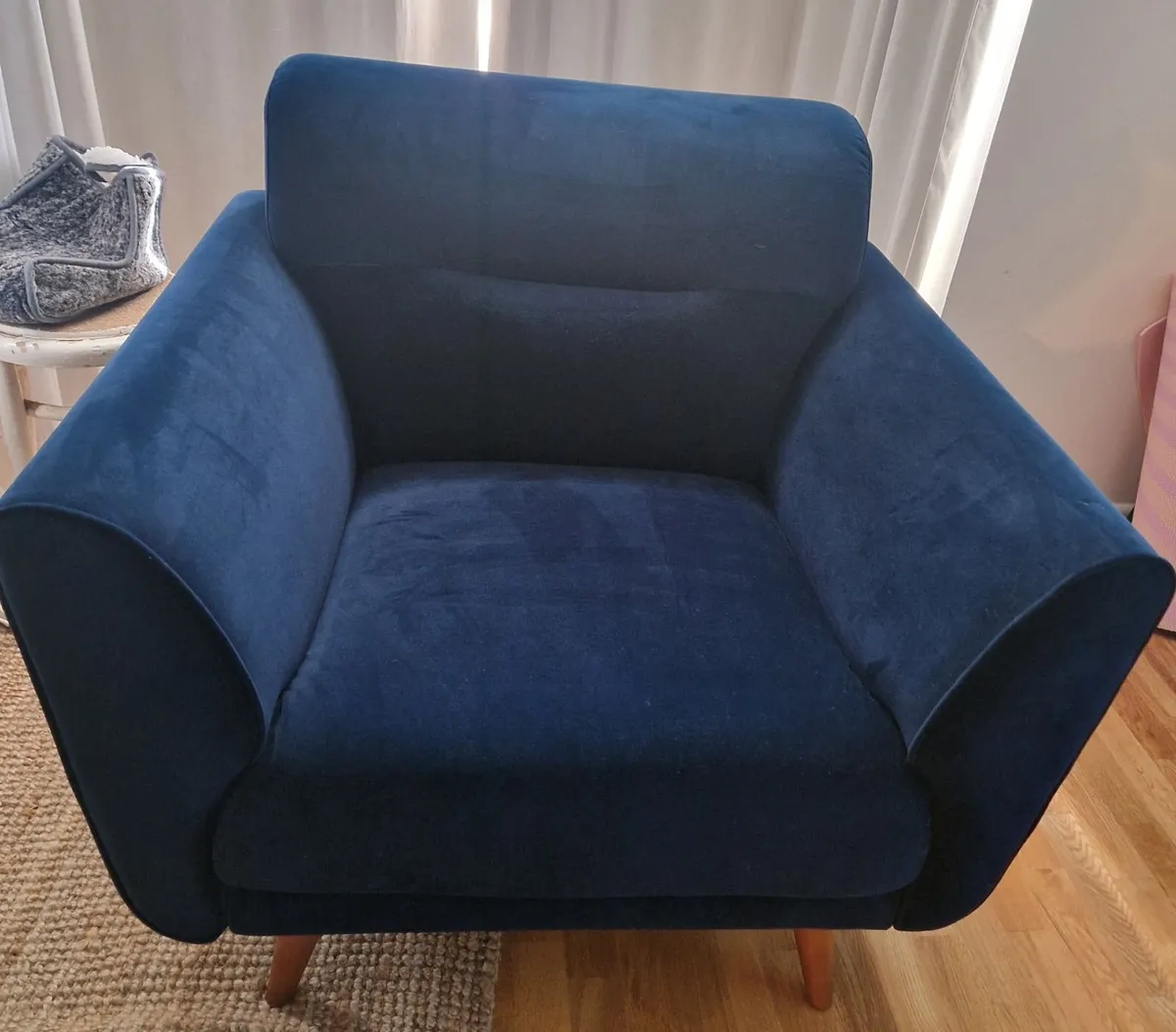 Navy Velvet Sofa & Armchair Set - Matching - Image 2