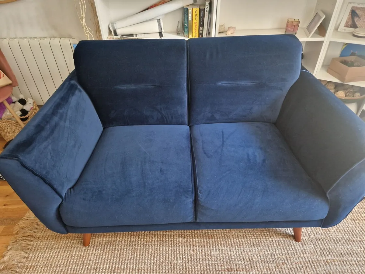 Navy Velvet Sofa & Armchair Set - Matching - Image 3