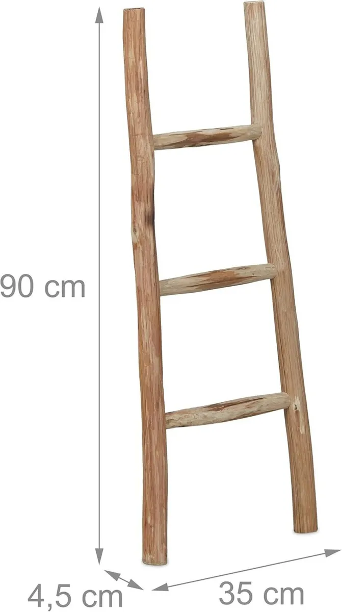 Decorative Ladder 90 cm Tall Garden Decor 3 Rungs - Image 3