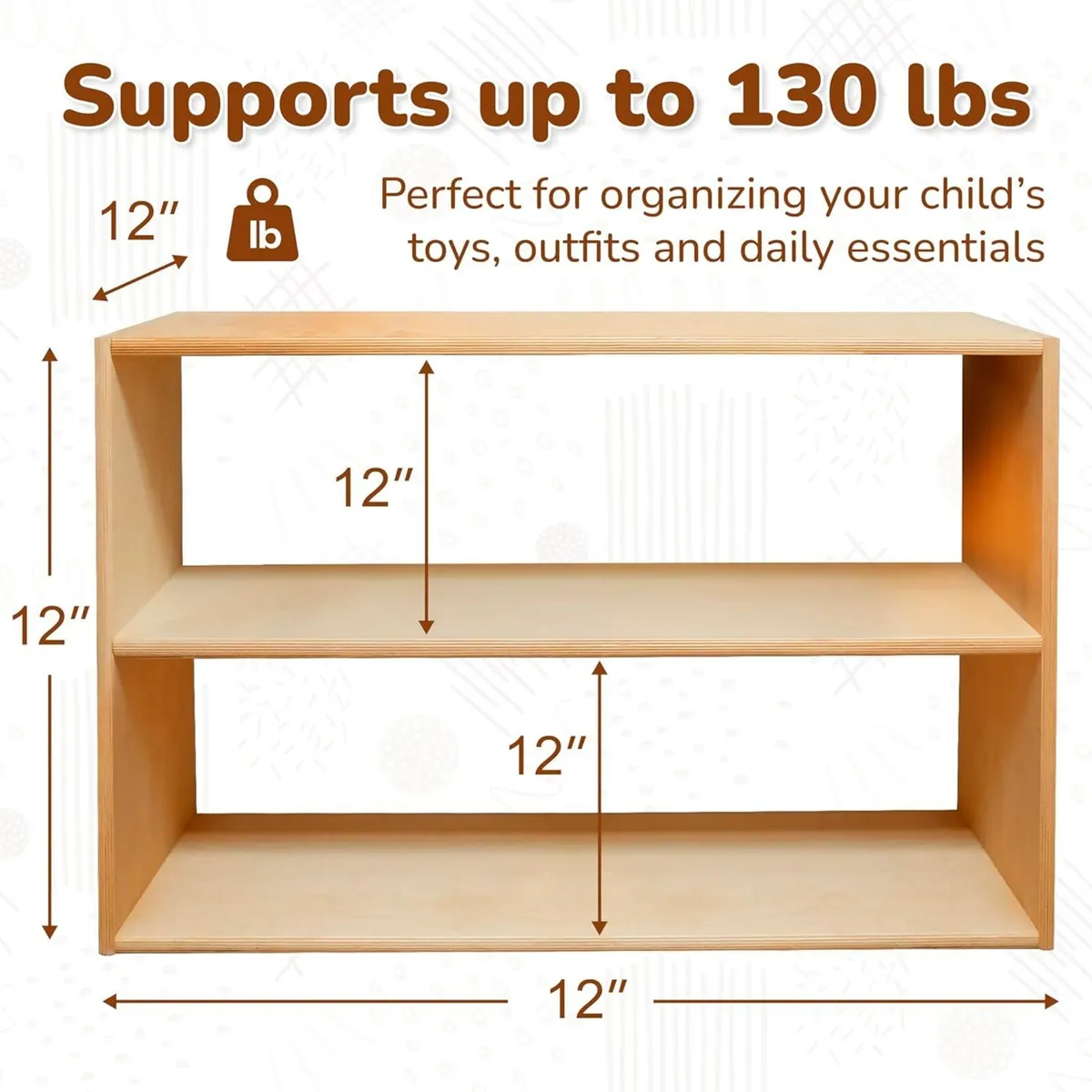 Montessori Wooden Bookshelf Toy Organizer – Cube - Image 3