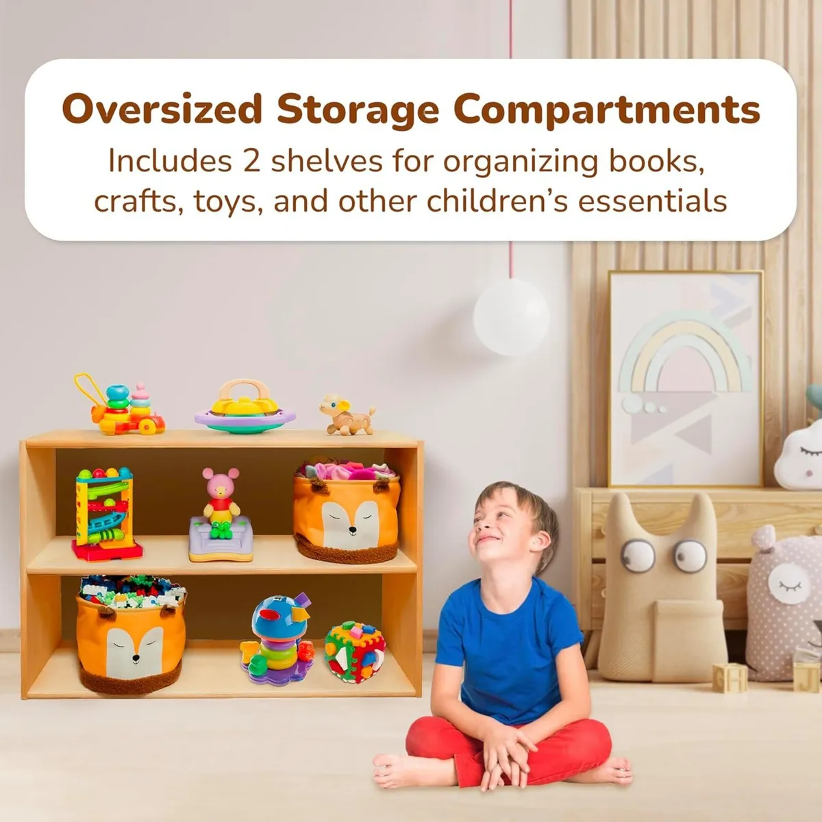 Montessori Wooden Bookshelf Toy Organizer – Cube - Image 4