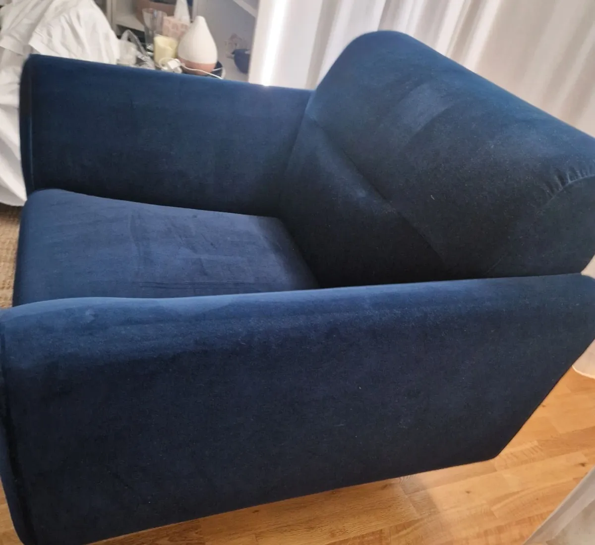 Navy Velvet Sofa & Armchair Set - Matching - Image 4