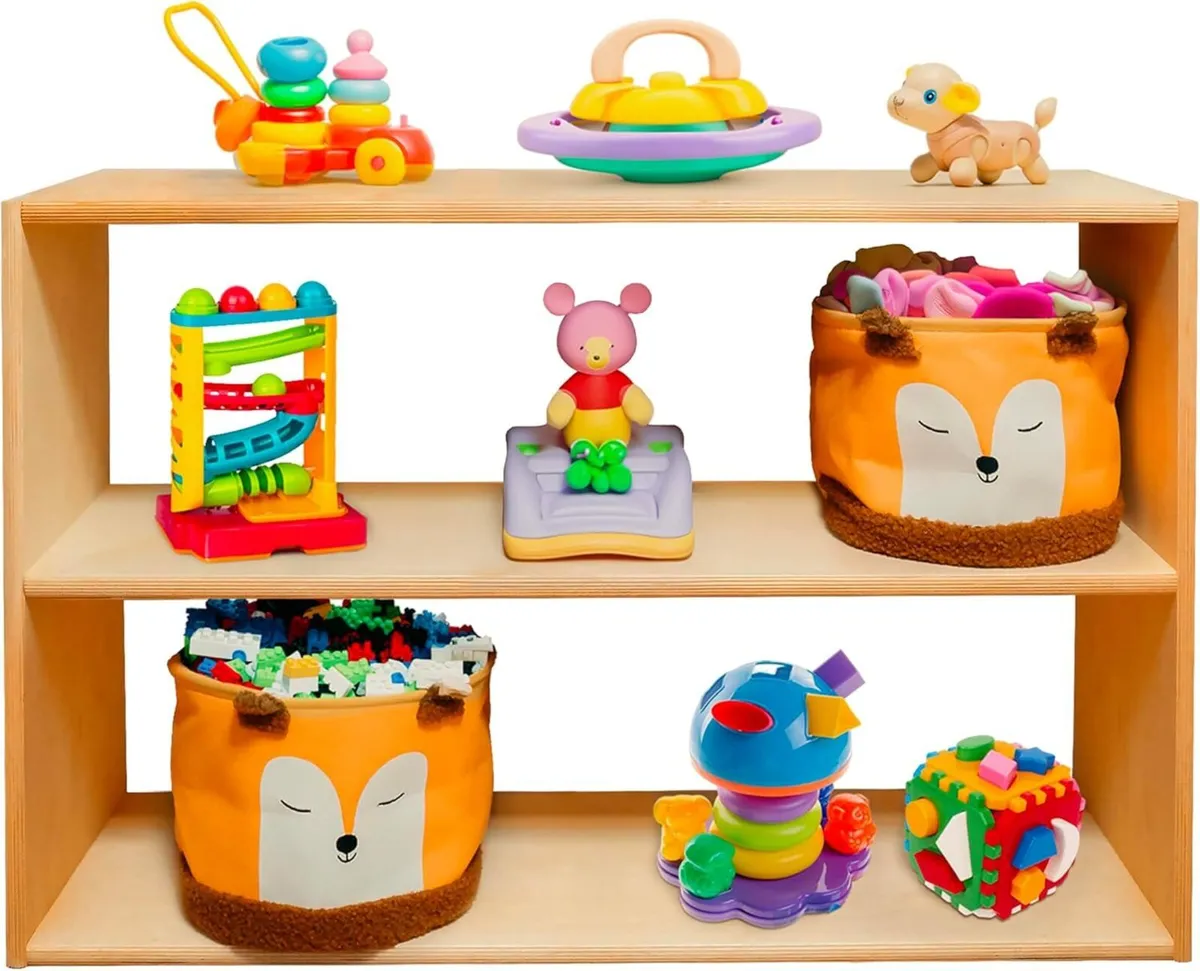 Montessori Wooden Bookshelf Toy Organizer – Cube - Image 1