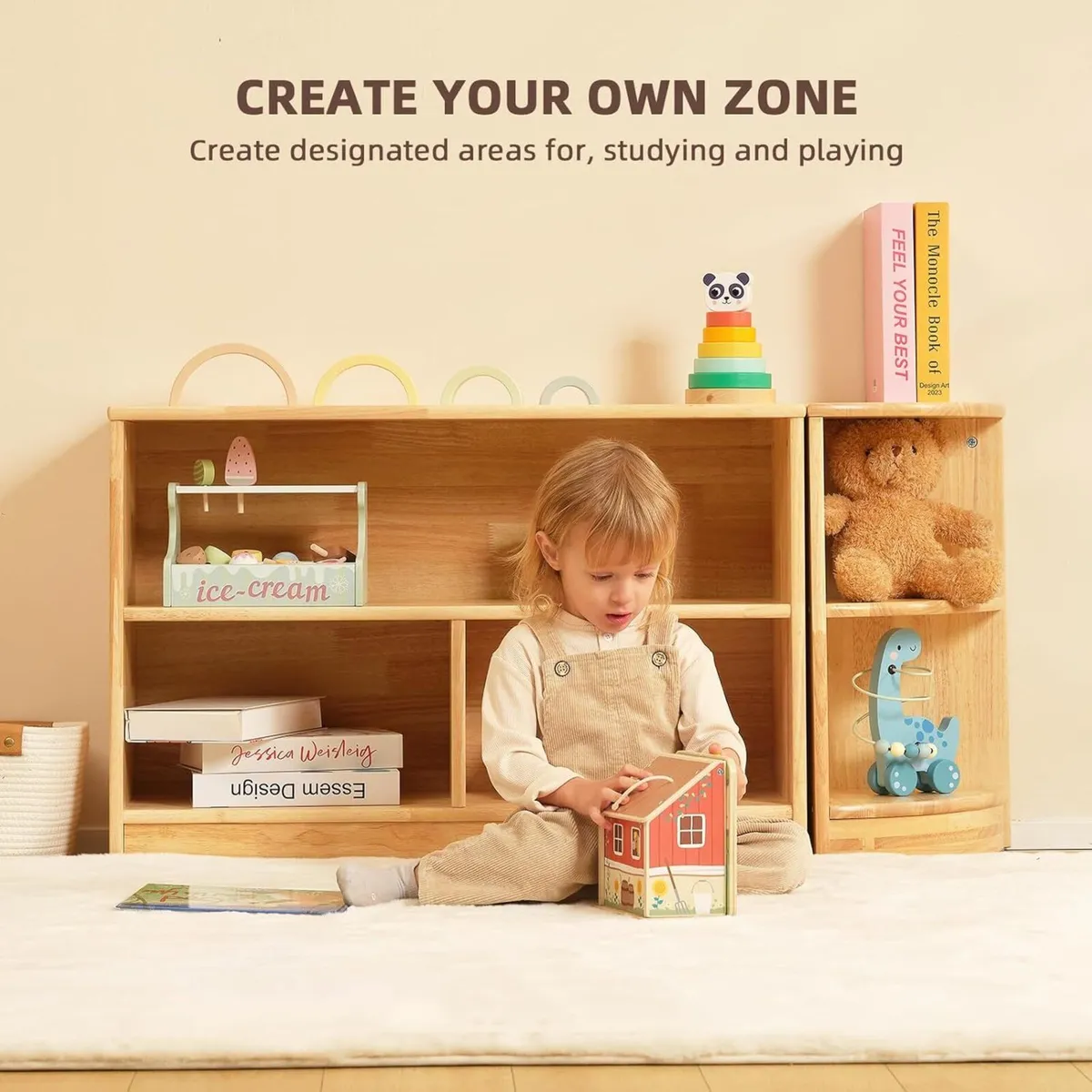 Rubber Wood Corner Storage Cabinet Shelf 2-Tier - Image 3