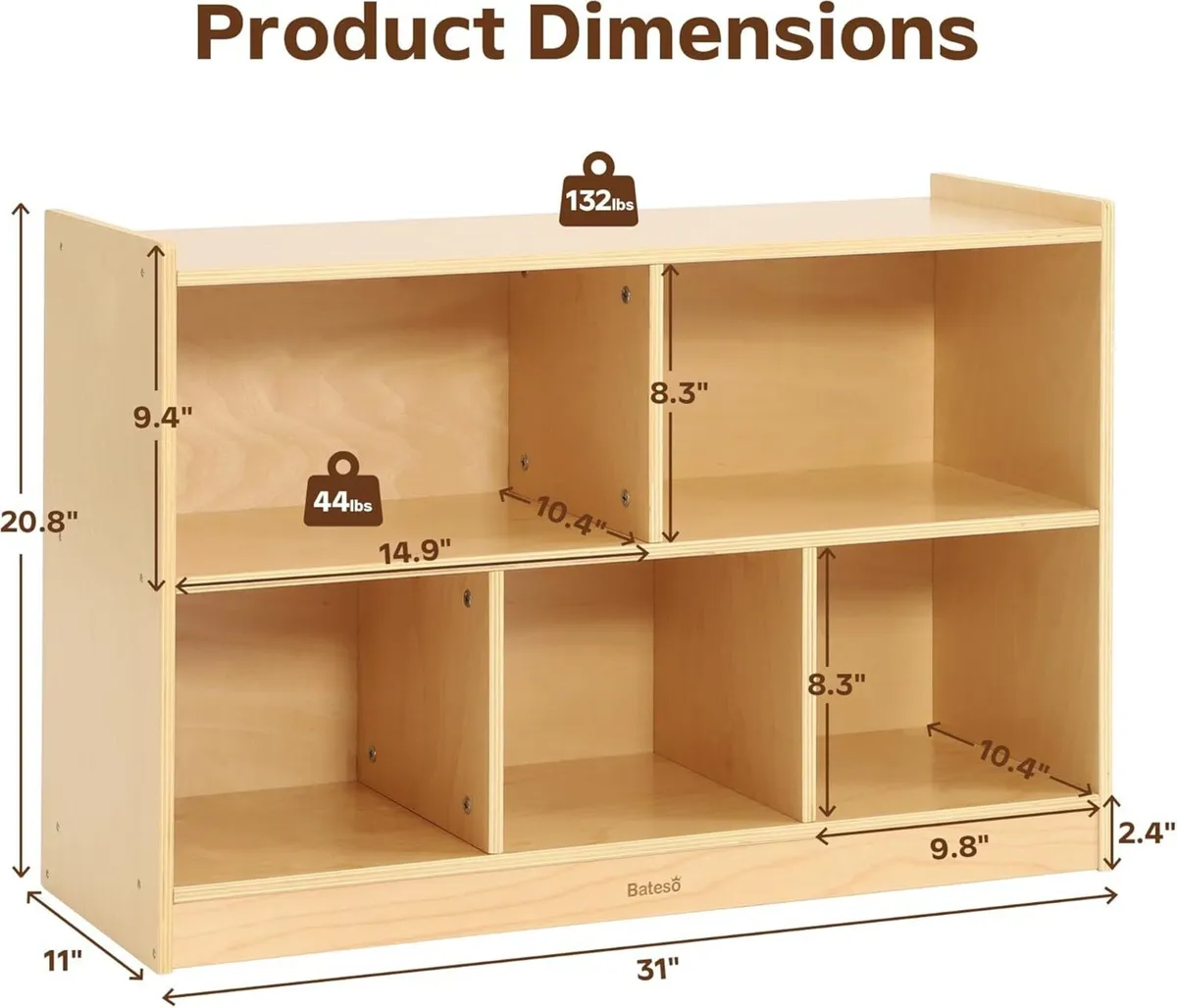 Toy Storage Organizer 2-Shelf Montessori Bookshelf - Image 2