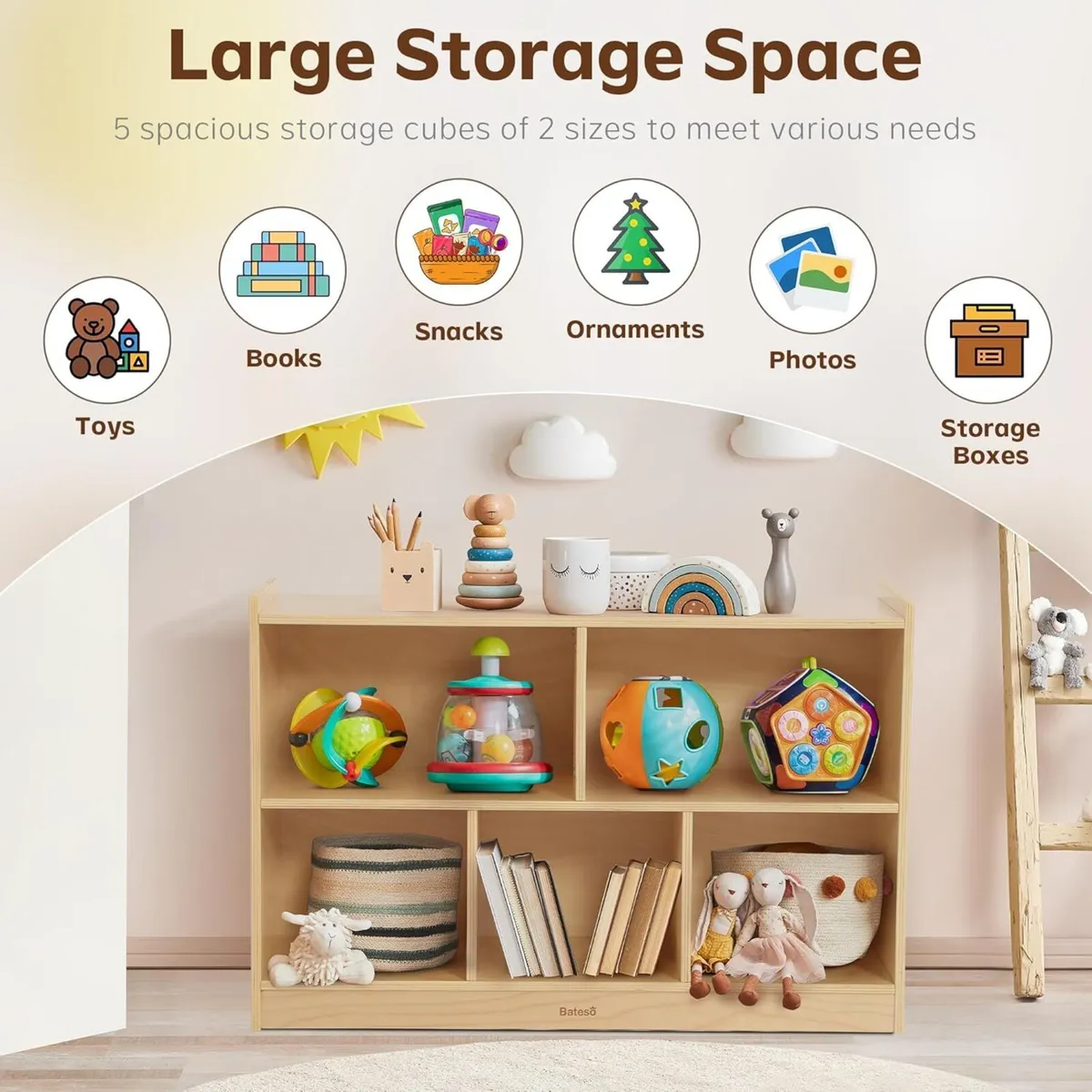 Toy Storage Organizer 2-Shelf Montessori Bookshelf - Image 3