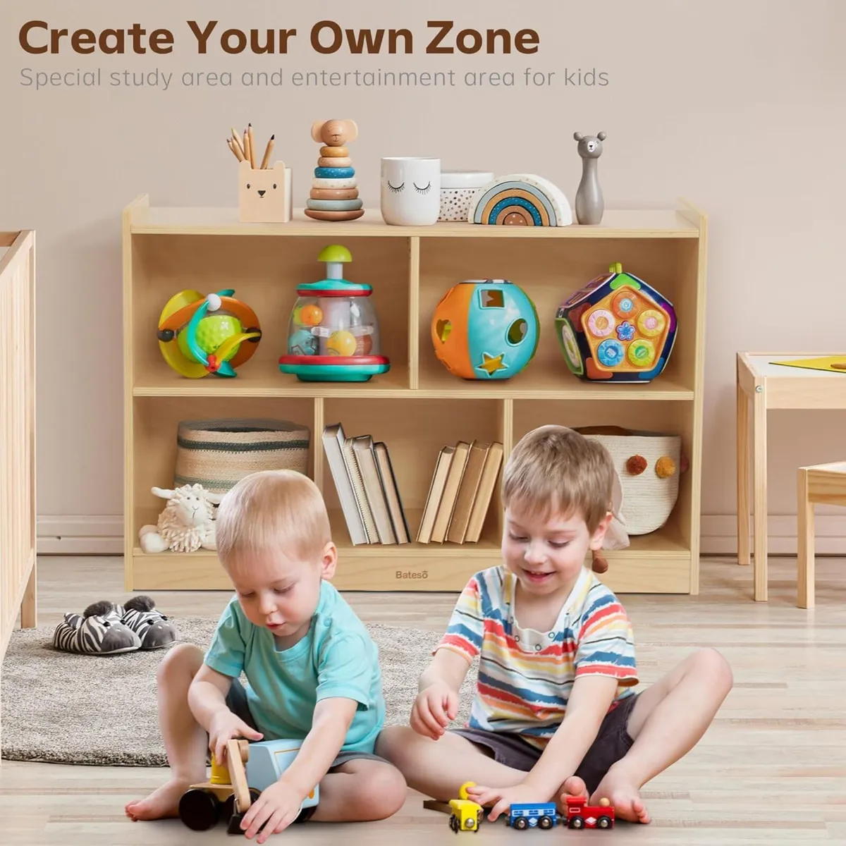 Toy Storage Organizer 2-Shelf Montessori Bookshelf - Image 4