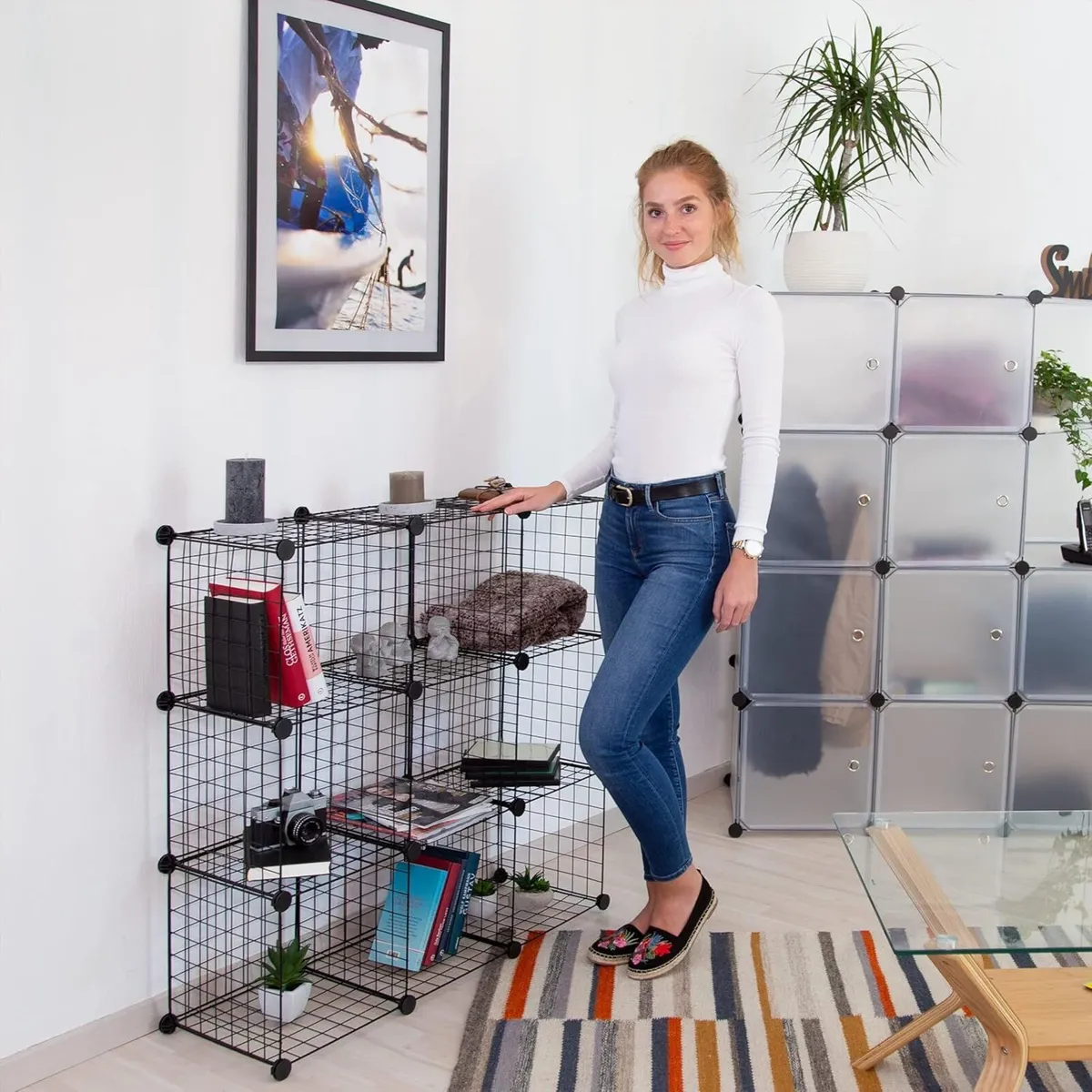 Modular Grid Shelf 9 Compartments DIY Shelving - Image 2