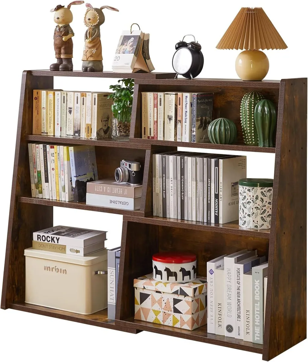 Wooden Expandable Bookcase 3-Tier Ladder Open - Image 1