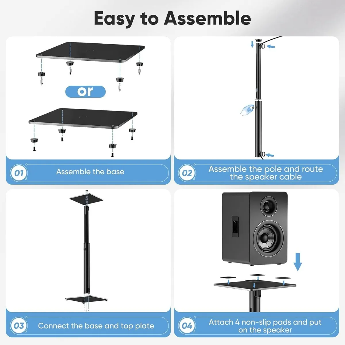Hlieeosfcn Speaker Stands Height-Adjustable Up to - Image 3