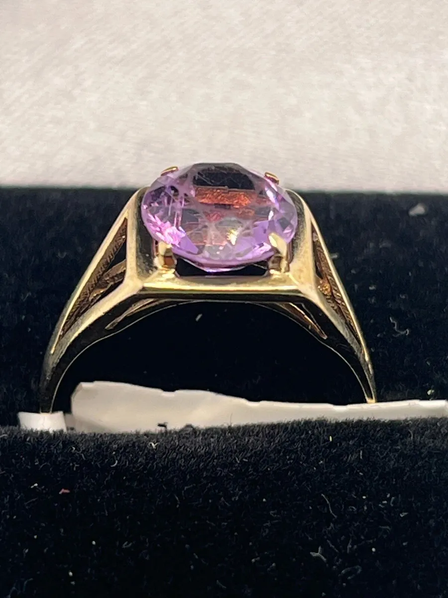 9k gold purple stone ring. - Image 2