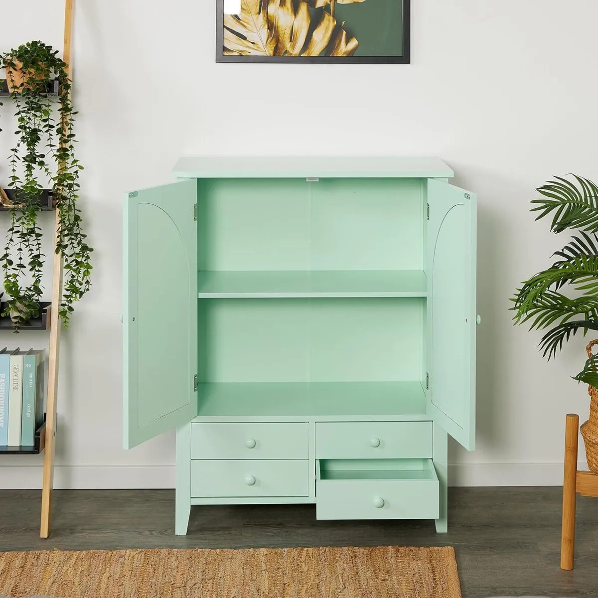 Sideboard Rattan Design 4 Drawers 2 Shelves - Image 4