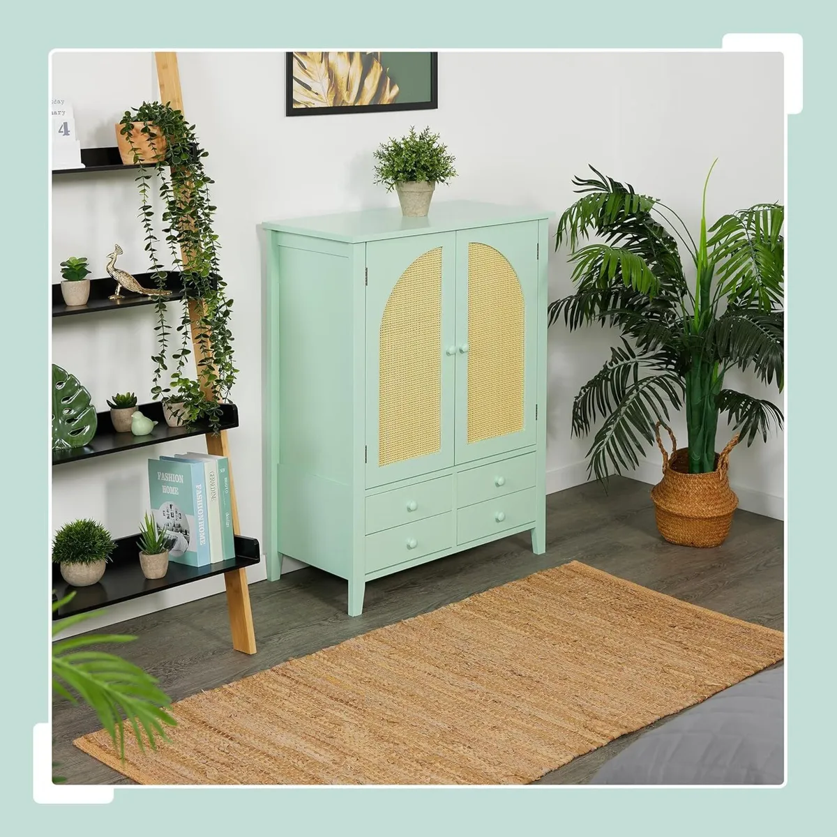 Sideboard Rattan Design 4 Drawers 2 Shelves - Image 2