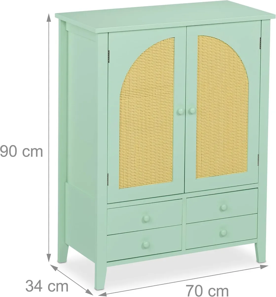 Sideboard Rattan Design 4 Drawers 2 Shelves - Image 3