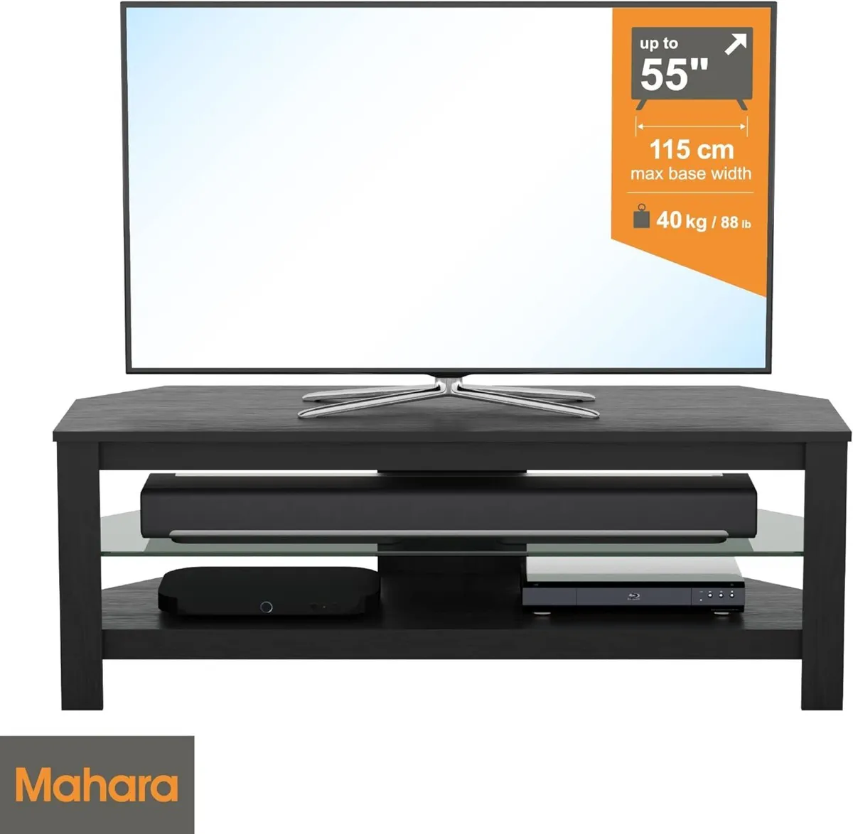 Black Corner TV Stand - Oak Effect unit for up to - Image 4