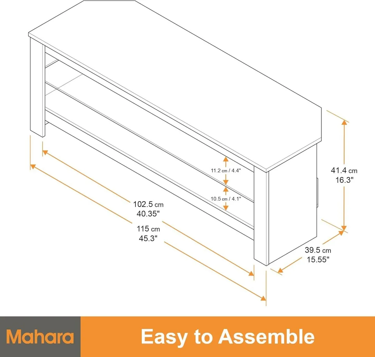 Black Corner TV Stand - Oak Effect unit for up to - Image 2