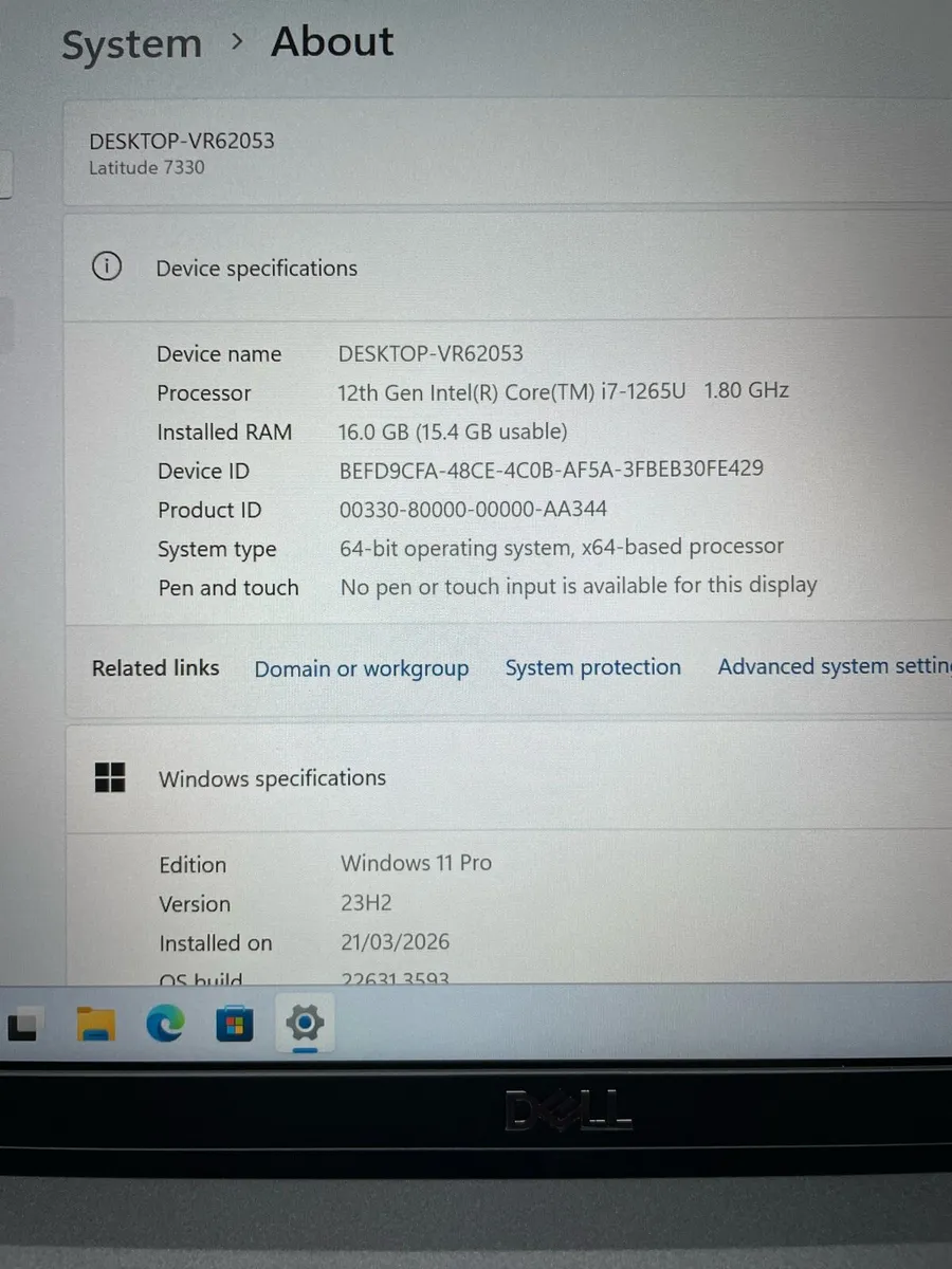 Dell Laptop i7 pro 16/256 windows 11 pro - Image 4