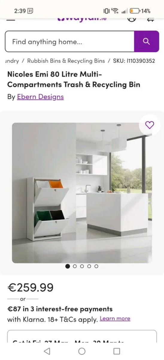 80 Litre Multi-Compartments Trash & Recycling Bin - Image 1