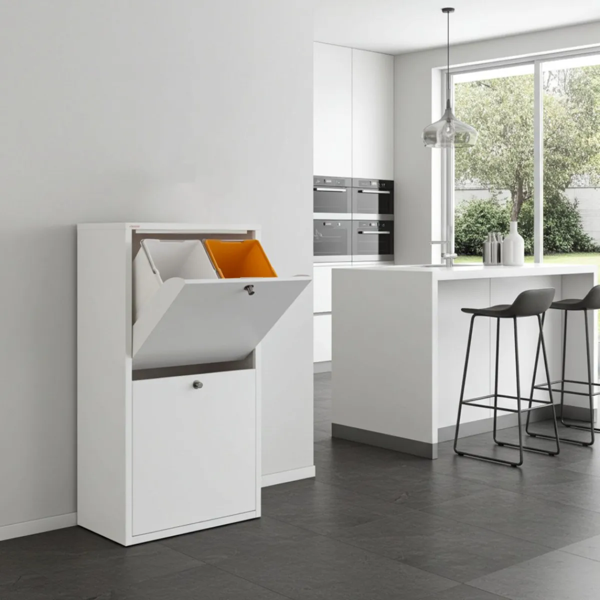 80 Litre Multi-Compartments Trash & Recycling Bin - Image 2