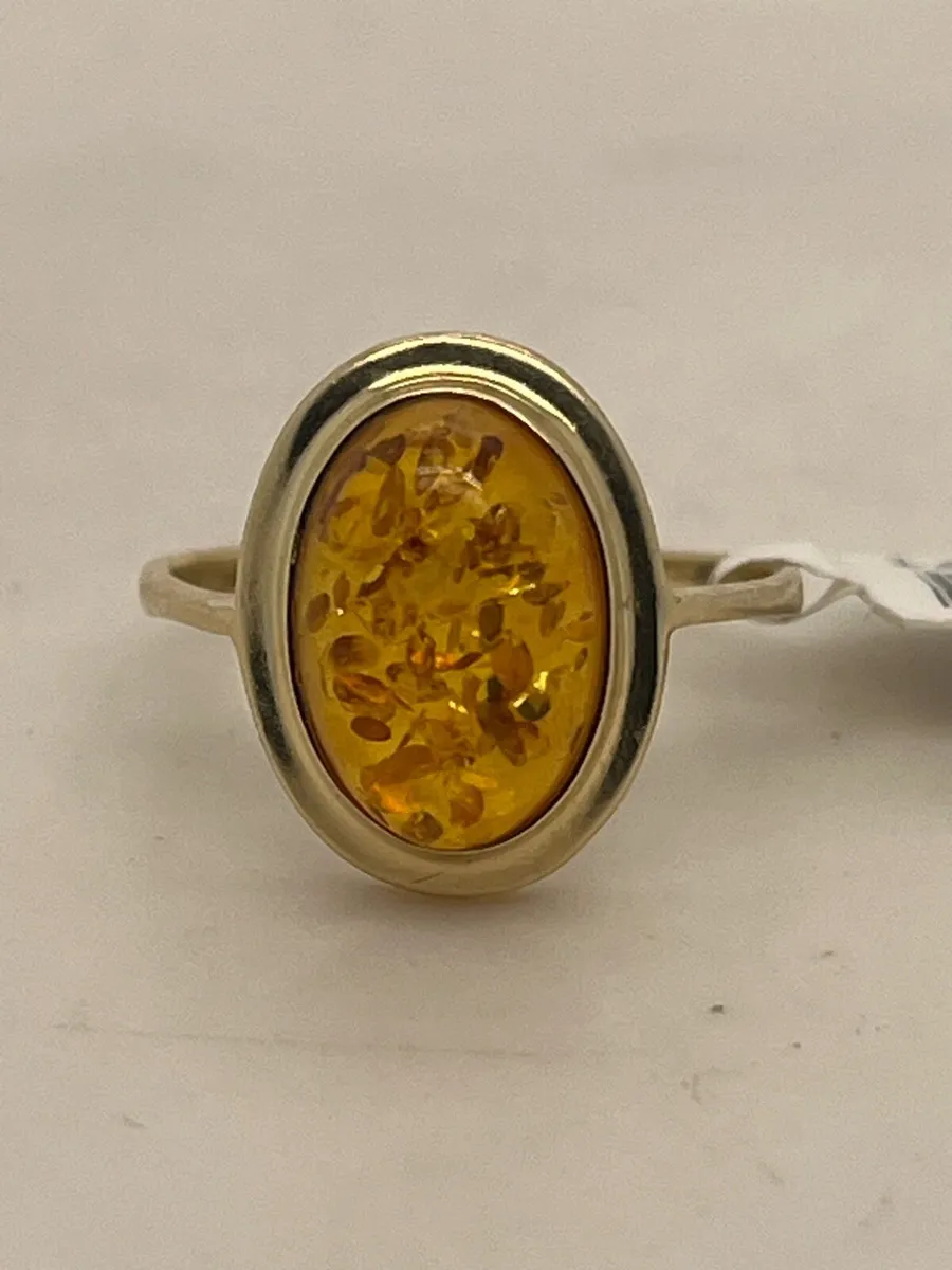 14k gold amber ring. - Image 1