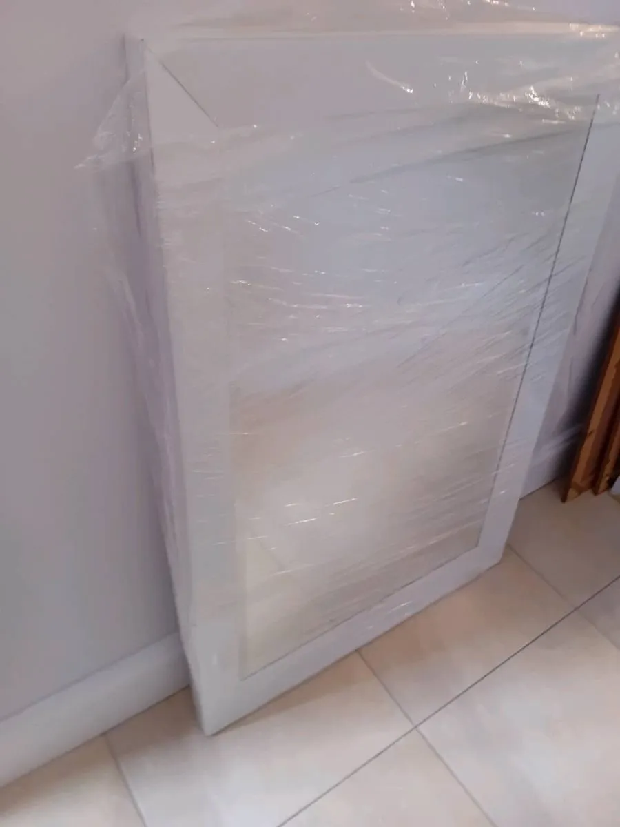 LARGE HEAVY WHITE MIRROR NEW IN WRAPPING - Image 2